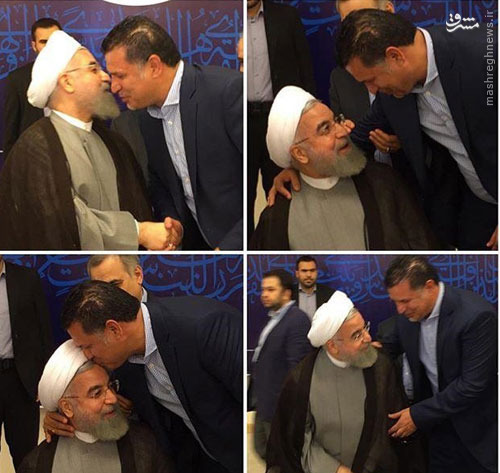 عکس/ بوسه دایی بر پیشانی روحانی