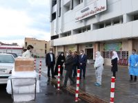 اهدای اقلام بهداشتی به بیمارستان برکت امام (ره)میانه از سوی خیر میانه ای با حضور فرماندار ویژه میانه