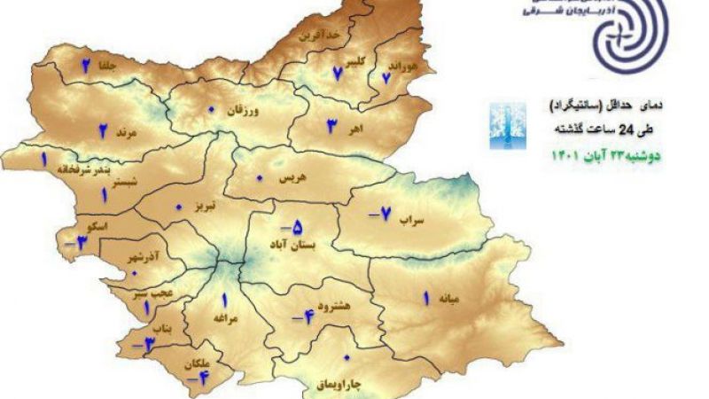 دمای هوای میانه در آستانه صفر شدن